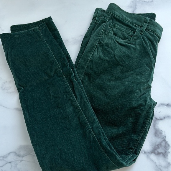 LOFT Modern Velvet Dark Green Mid Rise Pants Size 27 - Picture 12 of 13